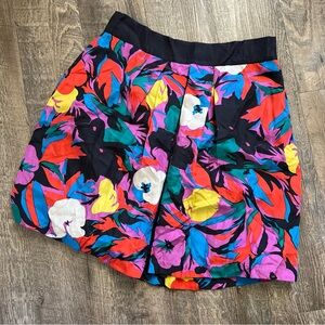 New! Anthropologie Lili Silk Pleated Multicolor Floral Print Lined Skirt Size 10